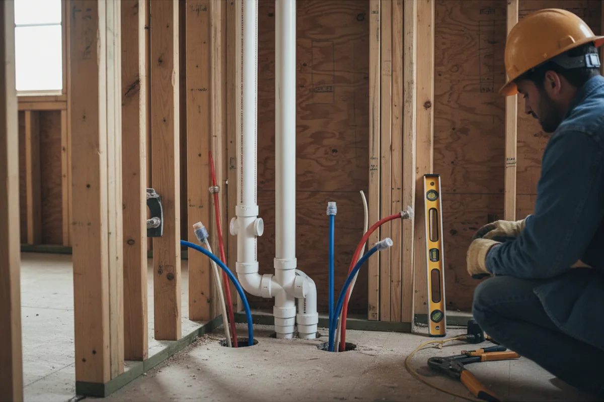 Drain and supply rough-in during Leak Detection in Hornell
