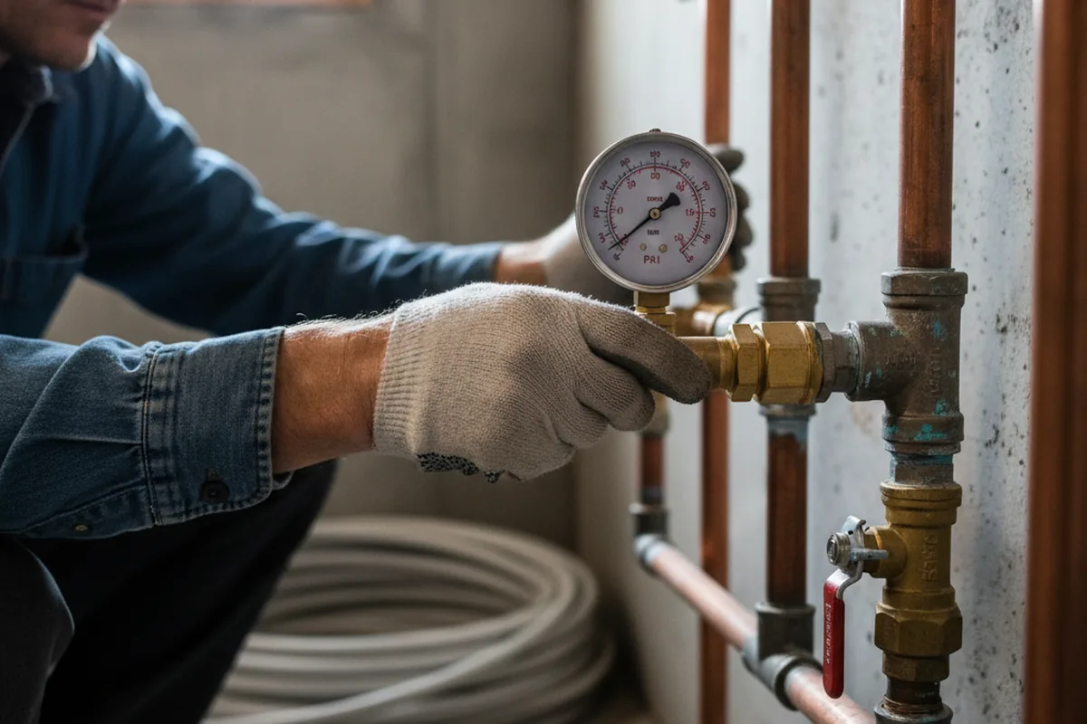 Pressure testing a repaired line during Water Line Repair in Hornell
